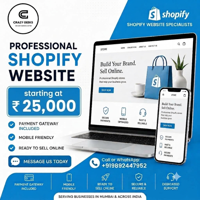 Shopify Website Development Mumbai Starting ₹25K